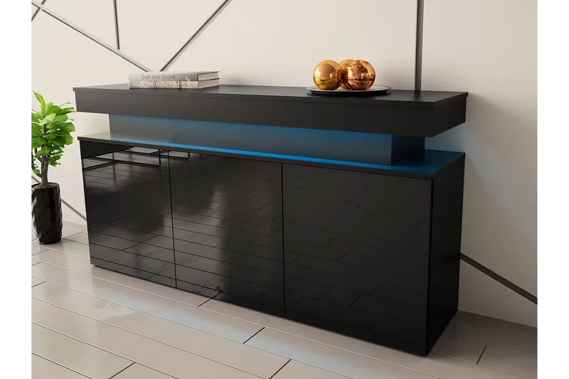 Highboard Glenndale - Musta - Säilytys - Kaappi - Säilytyskaappi