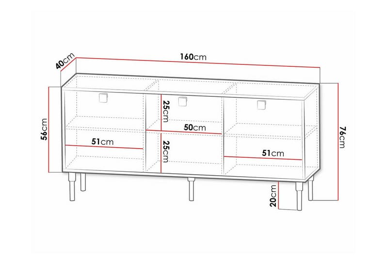 Highboard Glenndale - Valkoinen - Säilytys - Kaappi - Säilytyskaappi