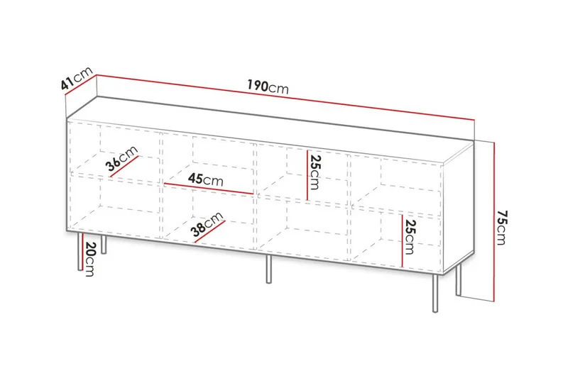 Highboard Juniskär - Musta - Säilytys - Kaappi - Säilytyskaappi
