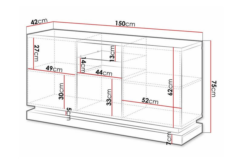 Highboard Juniskär - Musta - Säilytys - Kaappi - Säilytyskaappi