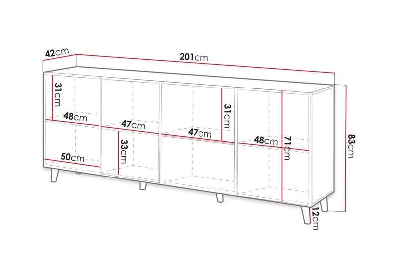 Highboard Juniskär - Musta - Säilytys - Kaappi - Säilytyskaappi