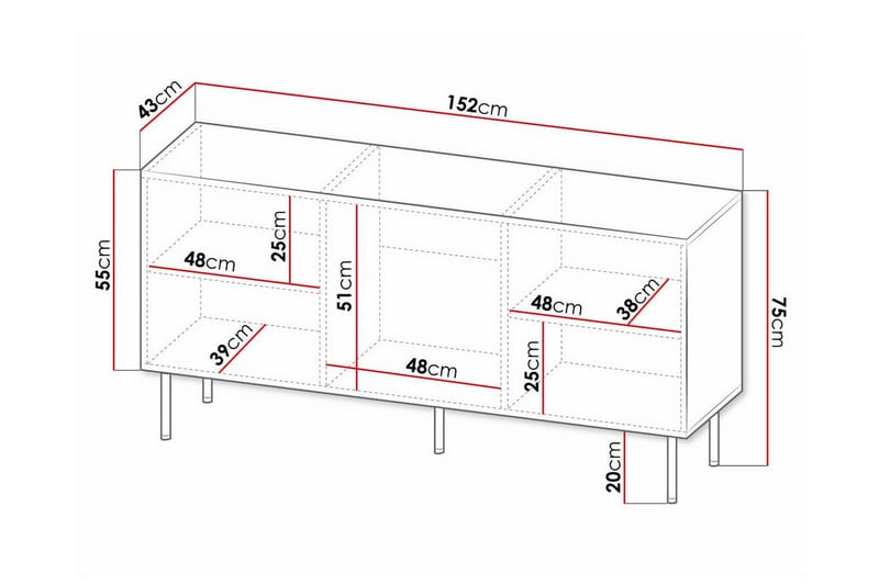 Highboard Juniskär - Musta - Säilytys - Kaappi - Säilytyskaappi