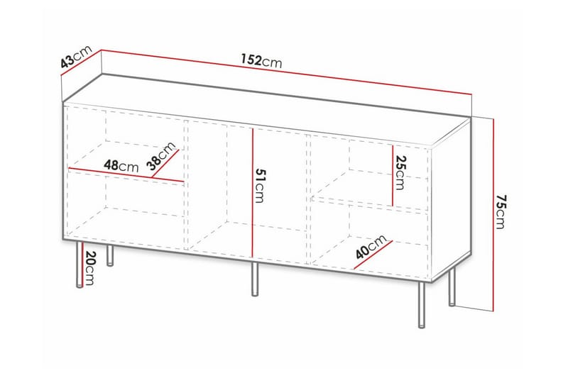 Highboard Juniskär - Musta - Säilytys - Kaappi - Säilytyskaappi