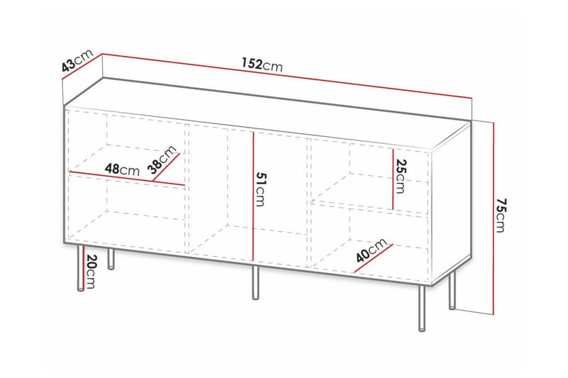Highboard Juniskär - Valkoinen - Säilytys - Kaappi - Säilytyskaappi