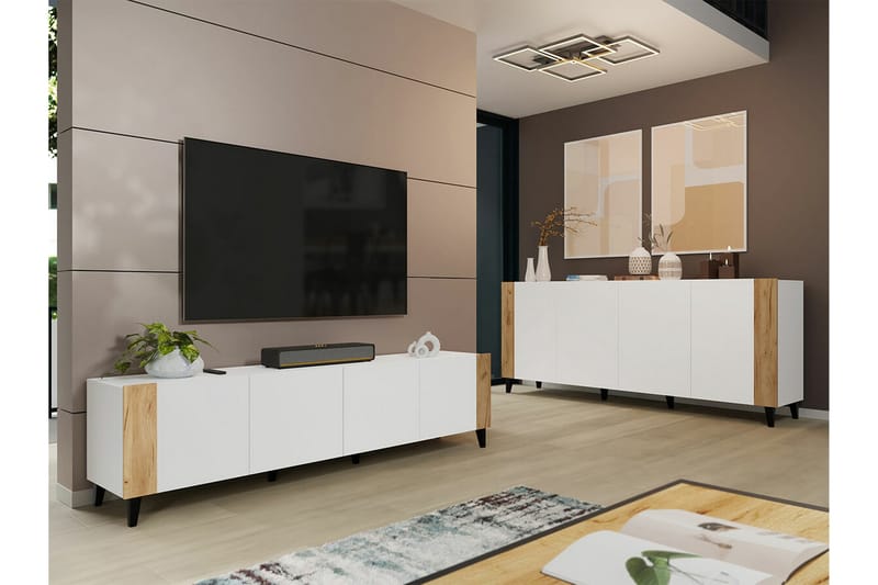 Highboard Juniskär - Valkoinen - Säilytys - Kaappi - Säilytyskaappi