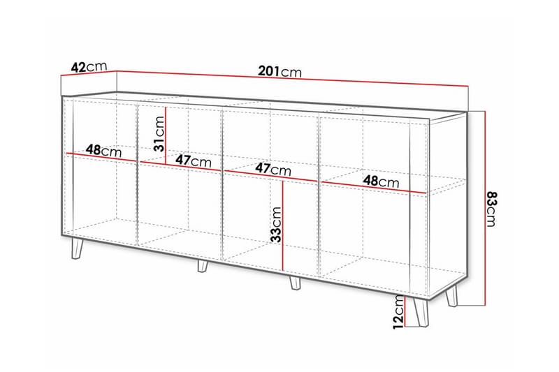 Highboard Juniskär - Valkoinen - Säilytys - Kaappi - Säilytyskaappi