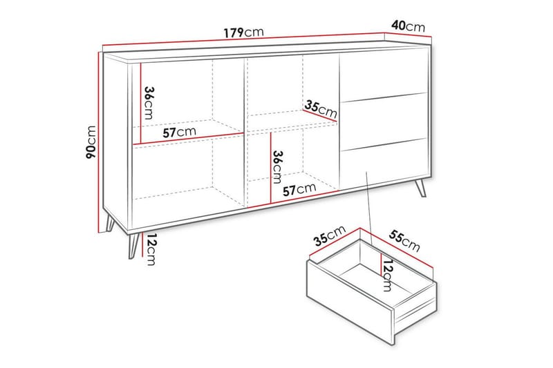 Highboard Kintore - Musta - Säilytys - Kaappi - Säilytyskaappi