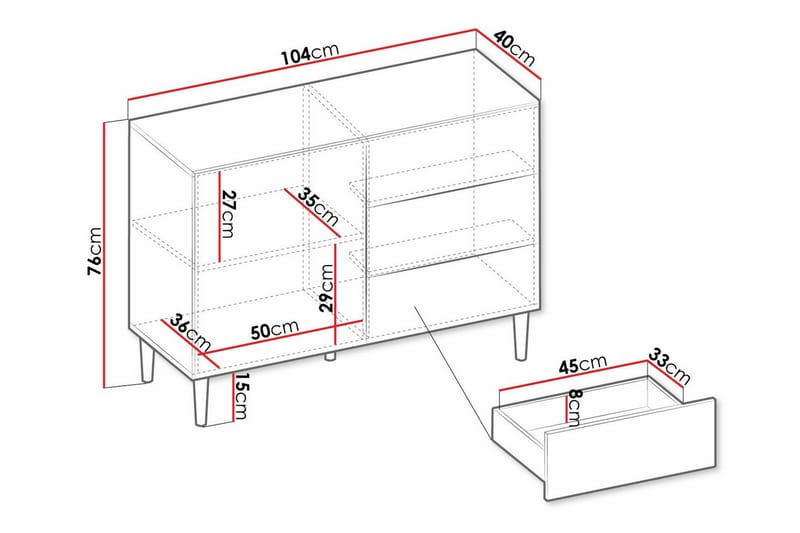 Highboard Kintore - Musta - Säilytys - Kaappi - Säilytyskaappi