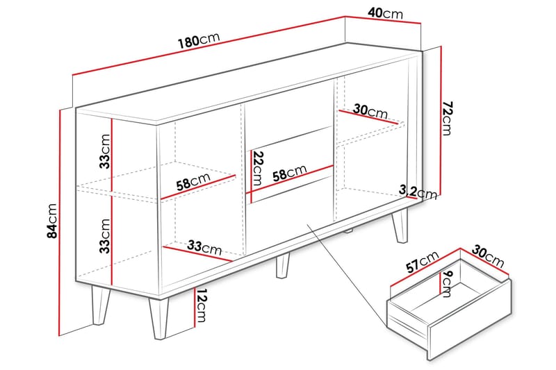 Highboard Kintore - Ruskea - Säilytys - Kaappi - Säilytyskaappi