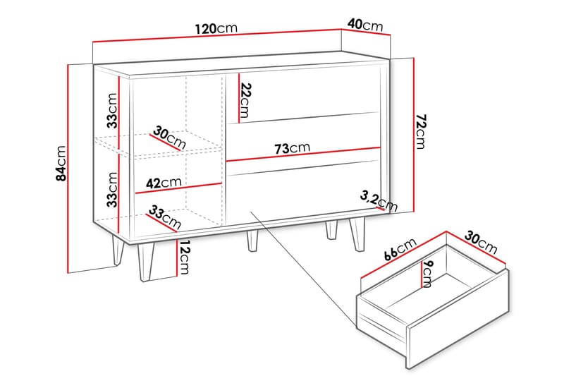 Highboard Kintore - Ruskea - Säilytys - Kaappi - Säilytyskaappi