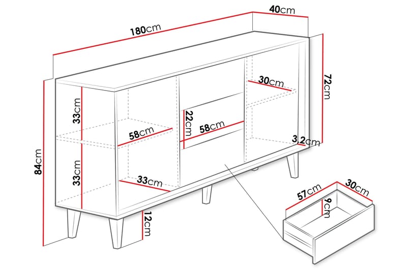 Highboard Kintore - Ruskea - Säilytys - Kaappi - Säilytyskaappi