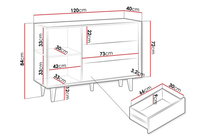 Highboard Kintore - Ruskea - Säilytys - Kaappi - Säilytyskaappi