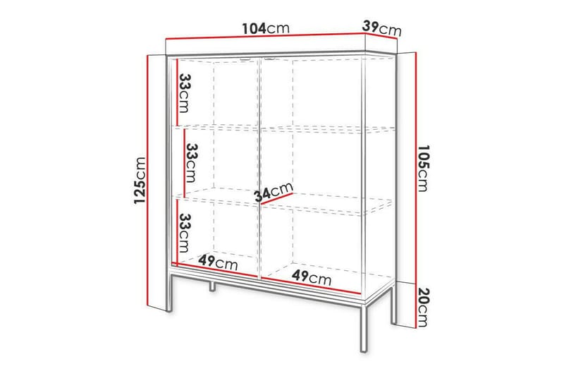 Highboard Klinkerville - Valkoinen - Säilytys - Kaappi - Säilytyskaappi