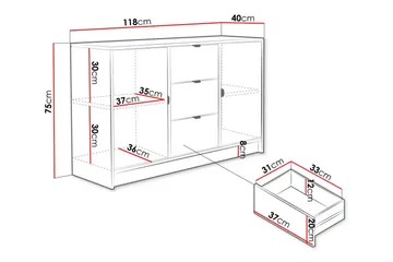 Highboard Novaj - Musta - Säilytys - Kaappi - Säilytyskaappi
