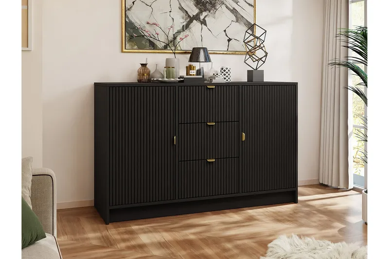 Highboard Novaj - Musta - Säilytys - Kaappi - Säilytyskaappi