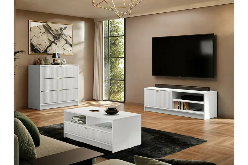 Highboard Novaj - Valkoinen - Säilytys - Kaappi - Säilytyskaappi