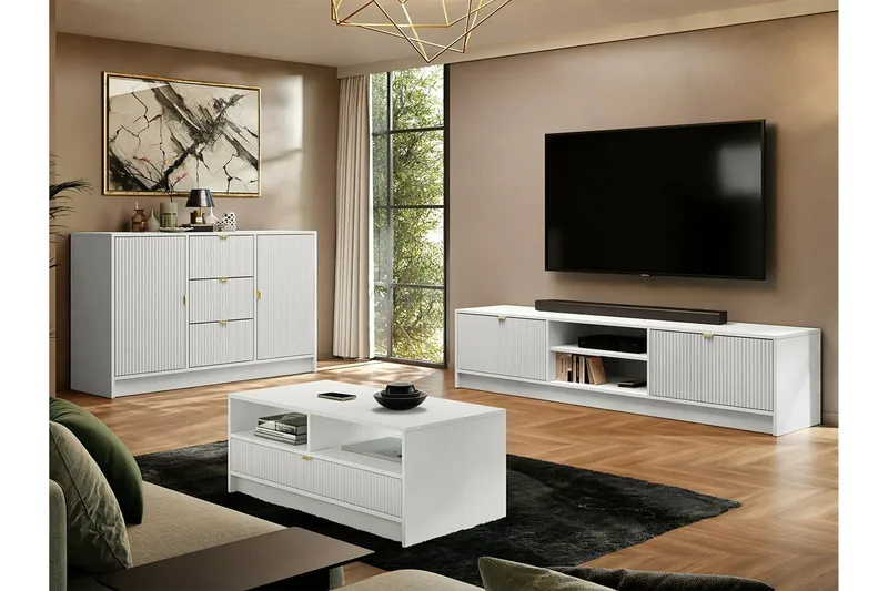 Highboard Novaj - Valkoinen - Säilytys - Kaappi - Säilytyskaappi