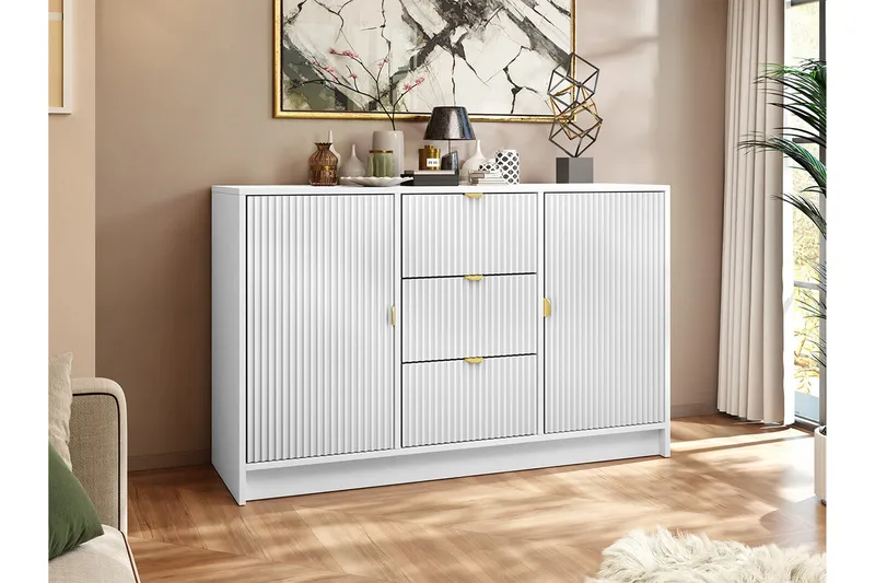 Highboard Novaj - Valkoinen - Säilytys - Kaappi - Säilytyskaappi