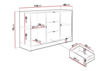 Highboard Novaj - Valkoinen - Säilytys - Kaappi - Säilytyskaappi