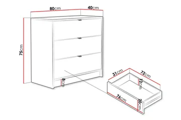 Highboard Novaj - Valkoinen - Säilytys - Kaappi - Säilytyskaappi