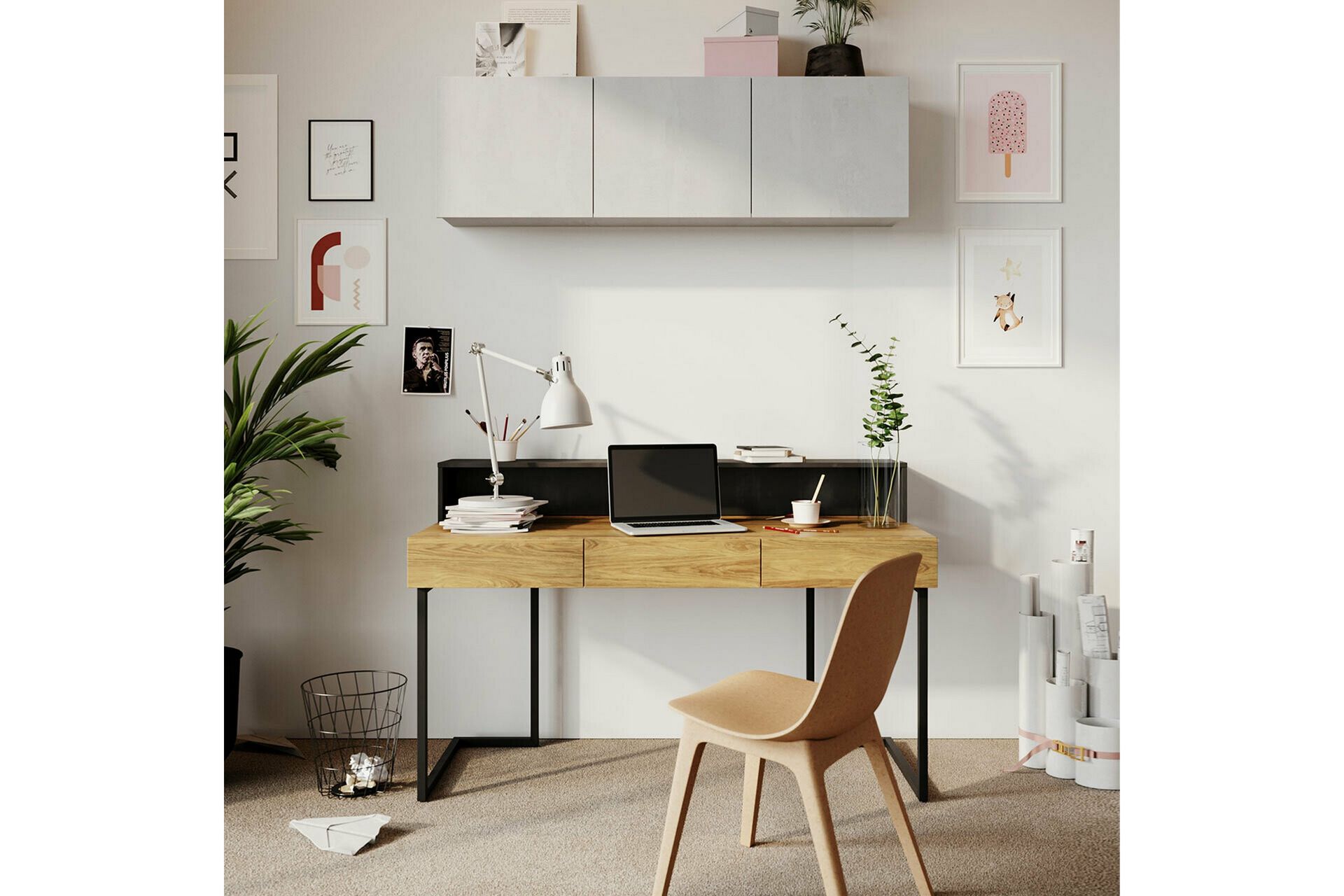 Highboard Rathmore - Vaaleanharmaa - Säilytys - Kaappi - Säilytyskaappi