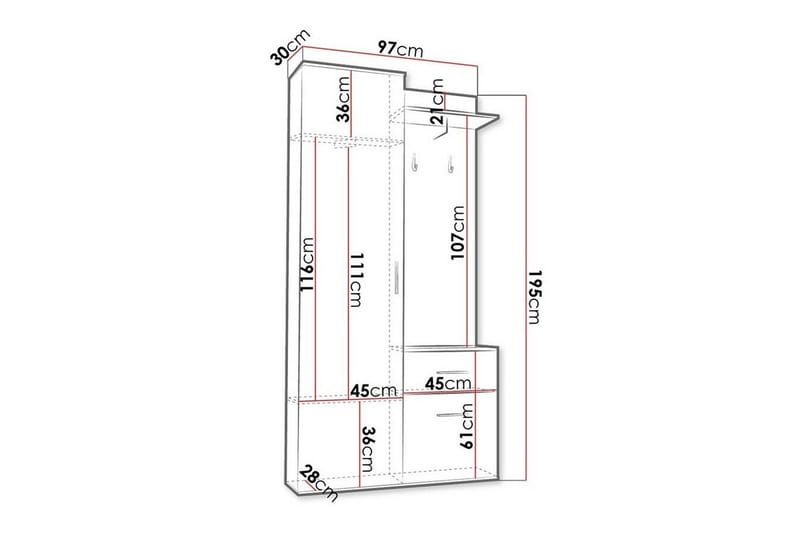 Highboard Rosehall - Musta - Säilytys - Kaappi - Säilytyskaappi