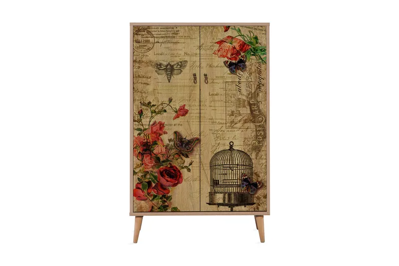 Kaappi Dirk 80 cm Vintage - Ruskea/Punainen - Säilytys - Kaappi - Säilytyskaappi