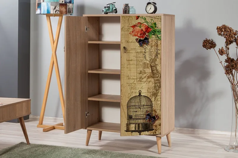 Kaappi Dirk 80 cm Vintage - Ruskea/Punainen - Säilytys - Kaappi - Säilytyskaappi