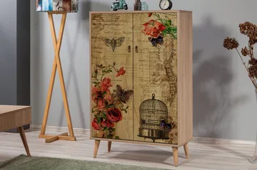 Kaappi Dirk 80 cm Vintage - Ruskea/Punainen - Säilytys - Kaappi - Säilytyskaappi