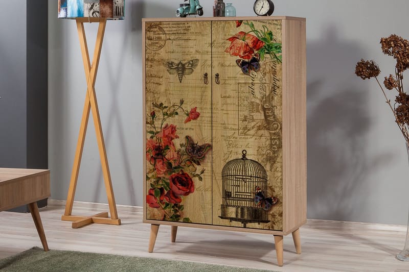 Kaappi Dirk 80 cm Vintage - Ruskea/Punainen - Säilytys - Kaappi - Säilytyskaappi