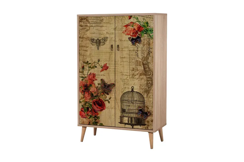 Kaappi Dirk 80 cm Vintage - Ruskea/Punainen - Säilytys - Kaappi - Säilytyskaappi