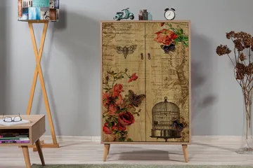 Kaappi Dirk 80 cm Vintage - Ruskea/Punainen - Säilytys - Kaappi - Säilytyskaappi