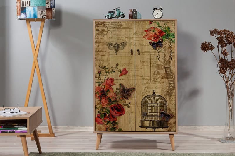 Kaappi Dirk 80 cm Vintage - Ruskea/Punainen - Säilytys - Kaappi - Säilytyskaappi