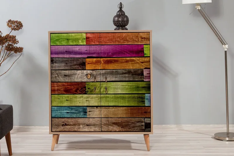 Kaappi Dirk 95 cm Sateenkaaripaneeli - Monivärinen - Säilytys - Kaappi - Säilytyskaappi