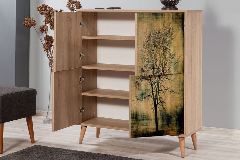 Kaappi Dirk 95 cm Puusiluetti - Ruskea - Säilytys - Kaappi - Säilytyskaappi