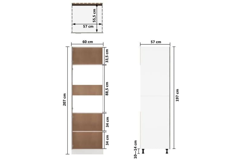 Kaappi jääkaapille betoninharmaa 60x57x207 cm lastulevy - Harmaa - Keittiökaappi - Säilytyskaappi