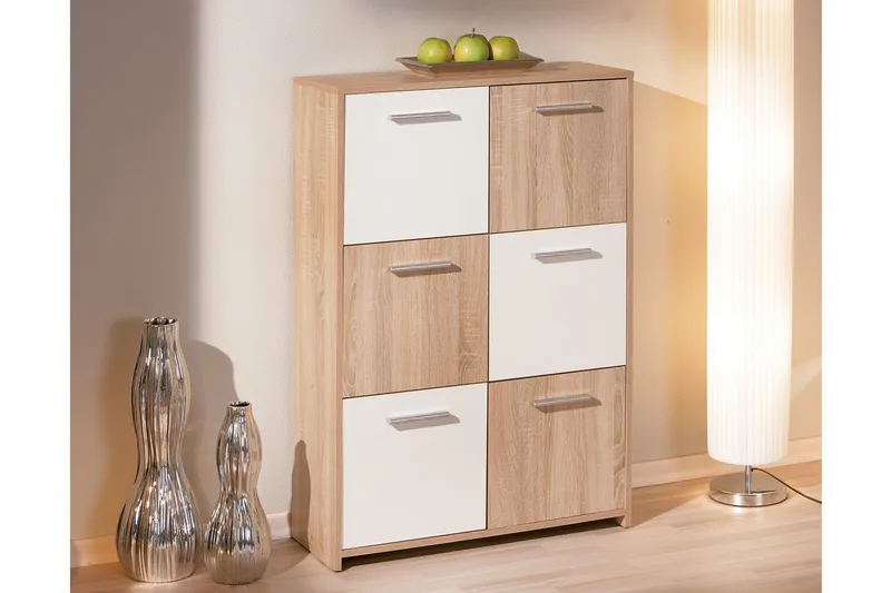 Kaappi Vulpia 77 cm Korkea - Valkoinen/Vaalea Tammi - Säilytys - Kaappi - Säilytyskaappi