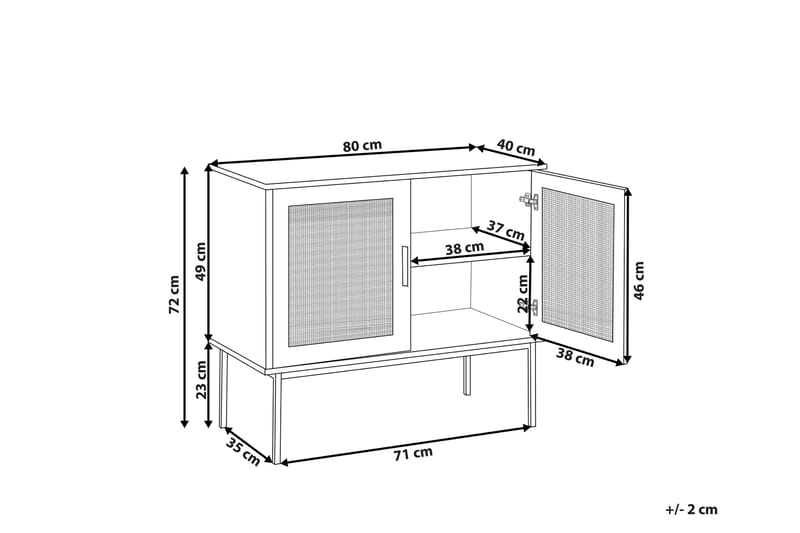 Kaappi Pasco 2 ovella Vaaleanruskea Rottinki - Puu/Luonnonväri - Säilytys - Kaappi - Säilytyskaappi