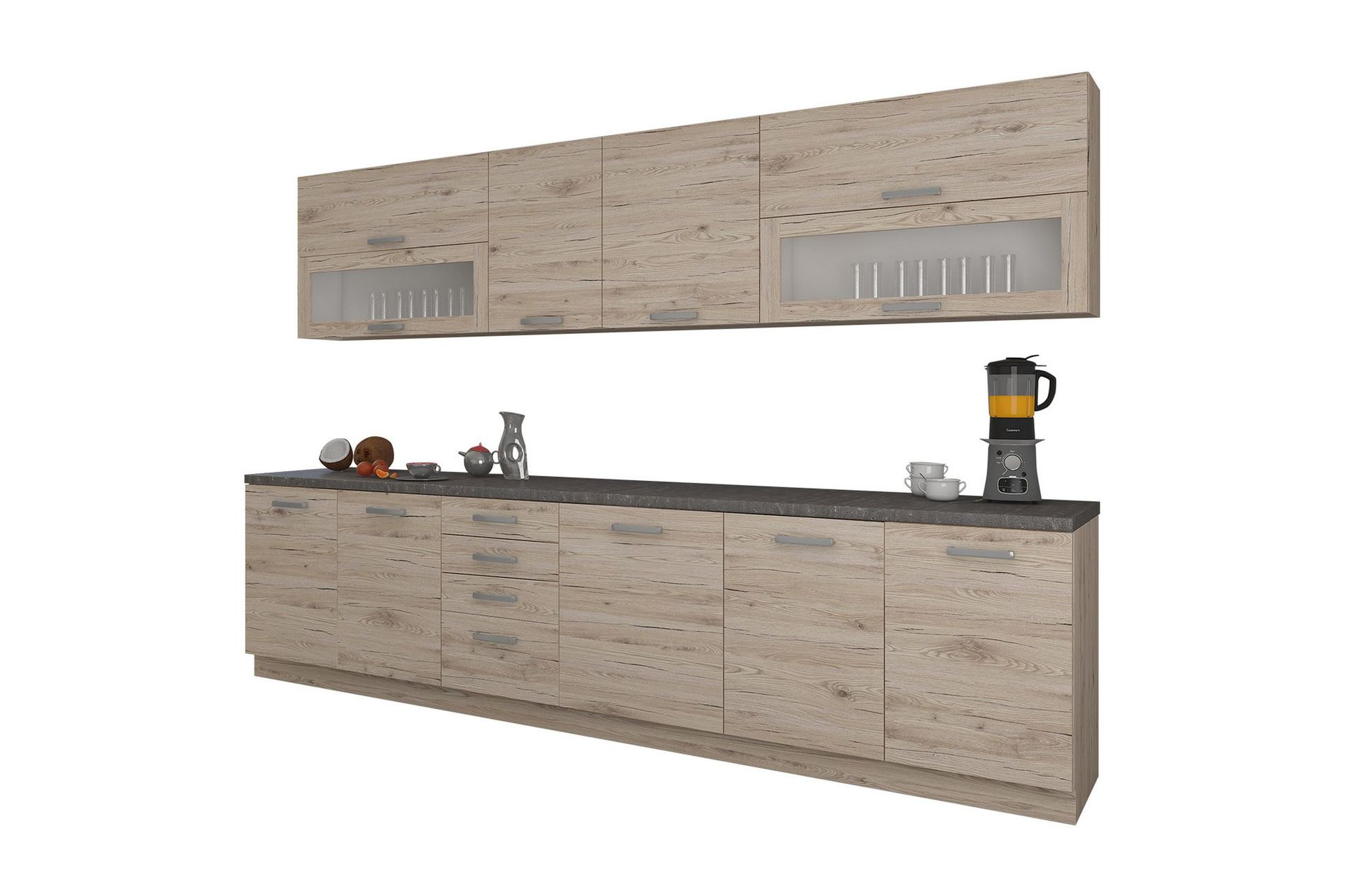 Keittiökaluste Croignon 260 cm - Beige / Harmaa - Talo & remontointi - Keittiö & kylpyhuone - Keittiö & kodinhoitohuone - Keittiön sisustus - Keittiökaappi