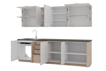 Keittiökaluste Croignon 260 cm - Beige / Harmaa - Talo & remontointi - Keittiö & kylpyhuone - Keittiö & kodinhoitohuone - Keittiön sisustus - Keittiökaappi