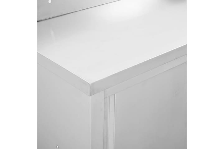 Keittiön työpöytä liukuovilla 100x50x95 cm ruostumaton teräs - 100 x 50 x 95 cm - Keittiökaappi - Säilytyskaappi