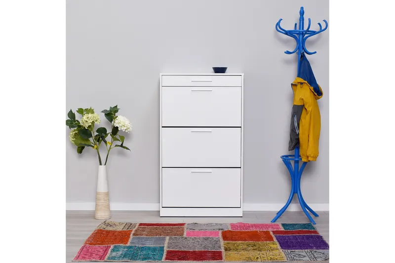 Kenkäkaappi 75x128 cm - Valkoinen - Säilytys - Kaappi - Säilytyskaappi