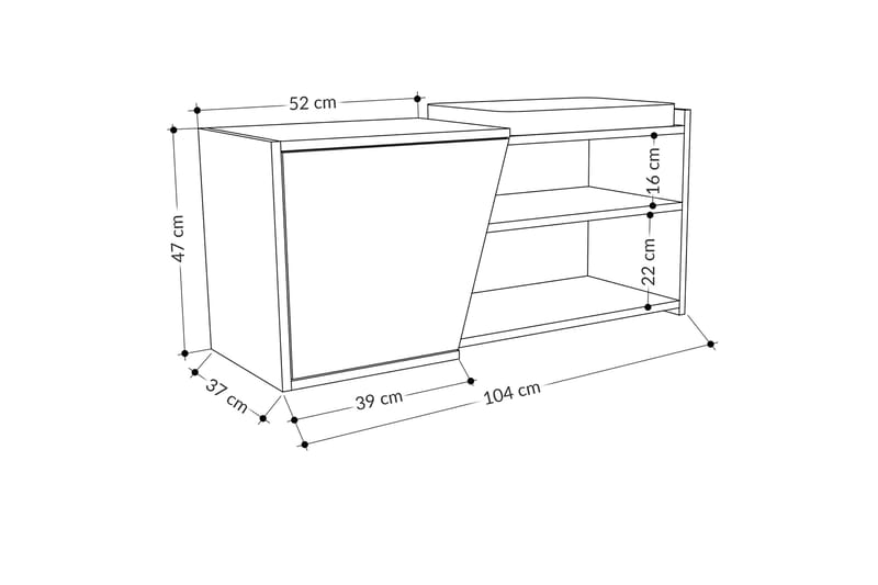 Kenkäkaappi Finones 104x37 cm - Luonnonväri/Antrasiitti - Säilytys - Kaappi - Säilytyskaappi
