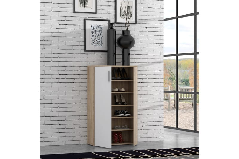 Kenkäkaappi Lidget 69 cm - Valkoinen/Ruskea - Säilytys - Kaappi - Säilytyskaappi