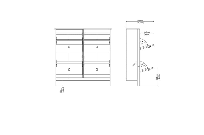 Kenkäkaappi Osterholm 25x102 cm - Valkoinen - Säilytys - Kaappi - Säilytyskaappi