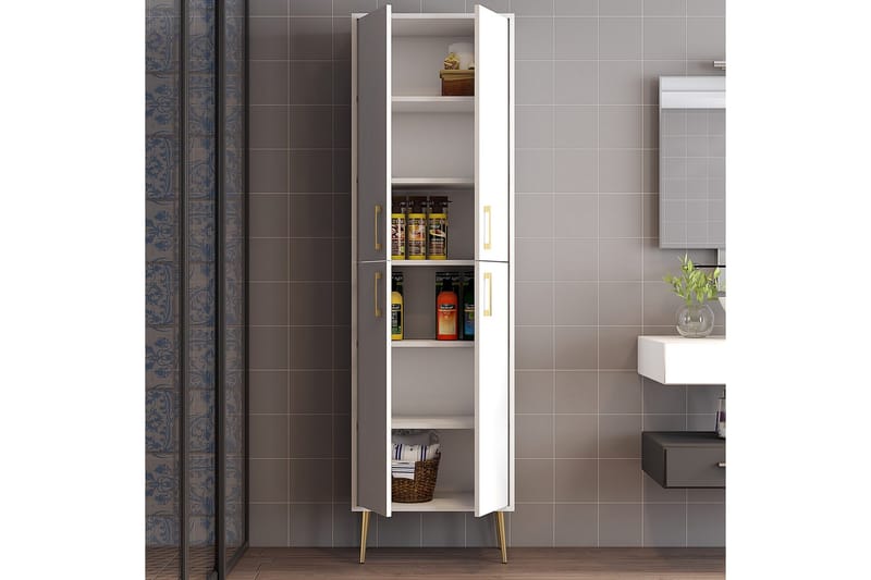 Korkea kaappi Kotzen - Kulta/Valkoinen - Säilytys - Kaappi - Säilytyskaappi