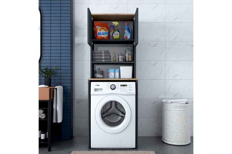 Korkea kaappi Ramdev - Pähkinä/Antrasiitti - Talo & remontointi - Keittiö & kylpyhuone - Kylpyhuone - Kylpyhuonekalusteet - Allaskaappi