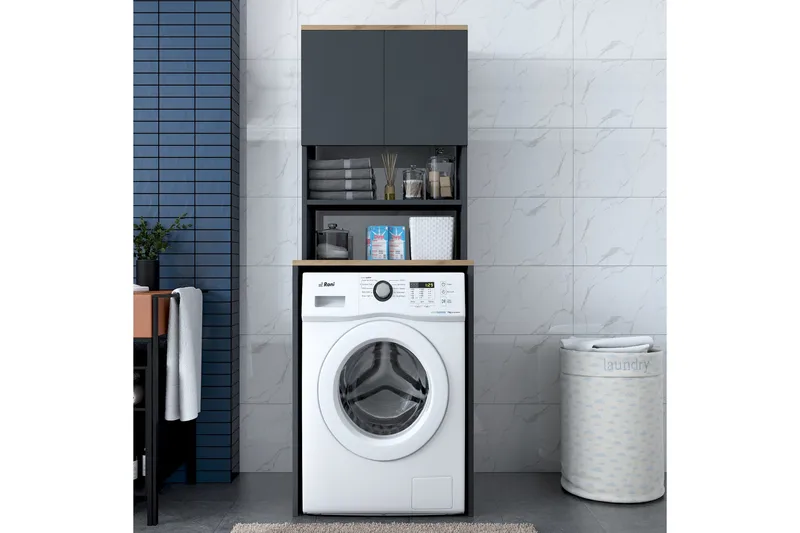 Korkea kaappi Ramdev - Pähkinä/Antrasiitti - Talo & remontointi - Keittiö & kylpyhuone - Kylpyhuone - Kylpyhuonekalusteet - Allaskaappi