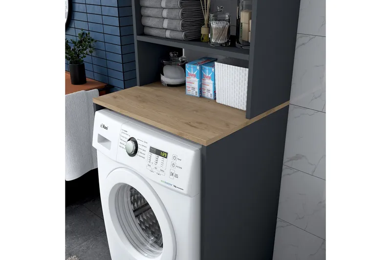 Korkea kaappi Ramdev - Pähkinä/Antrasiitti - Talo & remontointi - Keittiö & kylpyhuone - Kylpyhuone - Kylpyhuonekalusteet - Allaskaappi