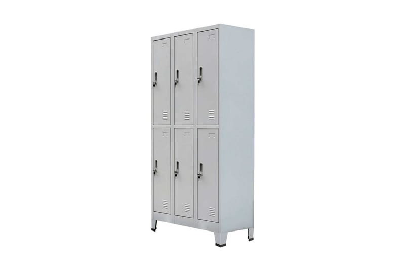 Lukkokaappi 6 lokerolla teräs 90x45x180 cm Harmaa - Harmaa - Säilytys - Kaappi - Säilytyskaappi